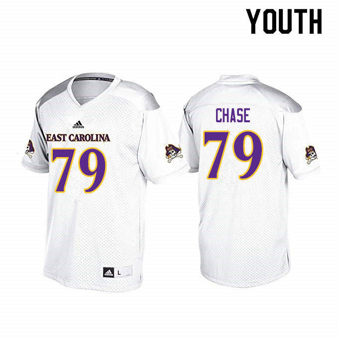 Youth #79 Justin Chase ECU Pirates College Football Jerseys Sale-White